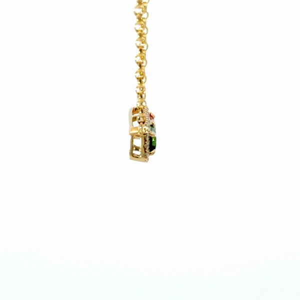 14 Karat Yellow Gold Diamond and Emerald Tourmaline Necklace Image 4 Golden Gifts Jewelry Milford, PA