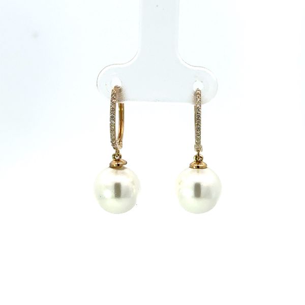 Yellow 14 Karat Diamond and Pearl Earrings Golden Gifts Jewelry Milford, PA