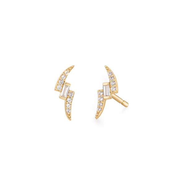 Rebel White Sapphire Curved Stud Earrings Golden Gifts Jewelry Milford, PA