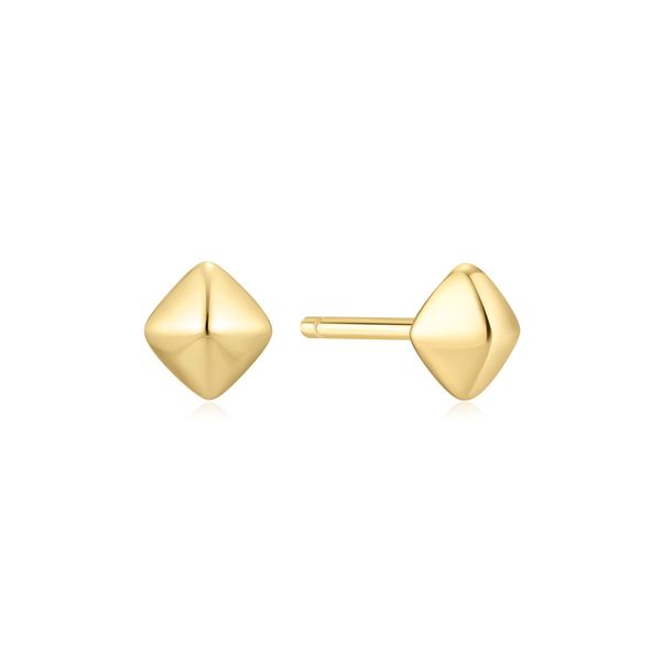 Gold Pyramid Stud Earrings Golden Gifts Jewelry Milford, PA