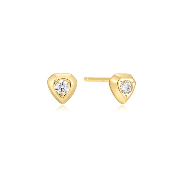 Gold Shield Stud Earrings Golden Gifts Jewelry Milford, PA