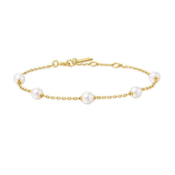 Gold Pearl Station Bracelet Golden Gifts Jewelry Milford, PA