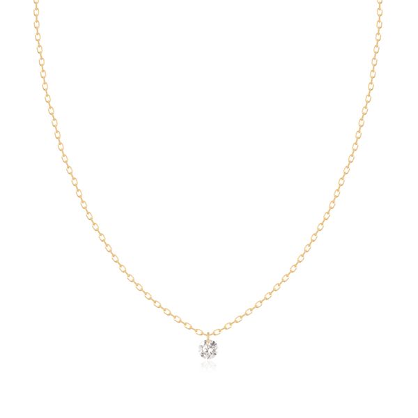 14K Yellow Gold Single Floating Diamond Necklace Golden Gifts Jewelry Milford, PA