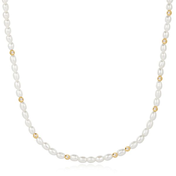 Gold Freshwater Pearl and CZ Slider Chain Golden Gifts Jewelry Milford, PA