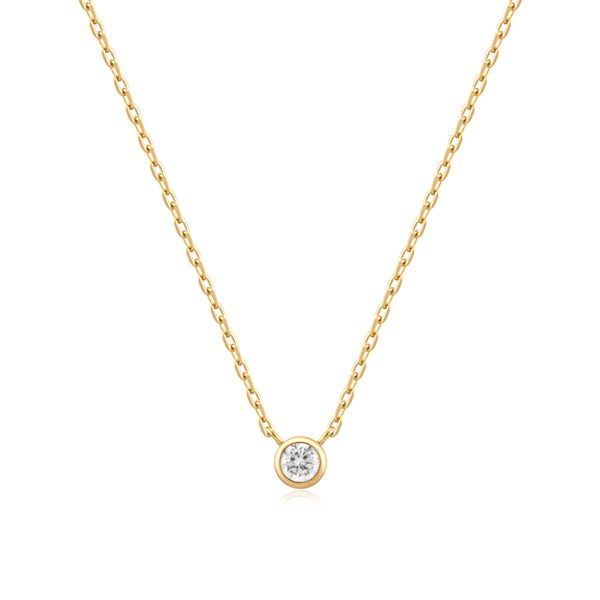 Gold Solitaire CZ Chain Golden Gifts Jewelry Milford, PA