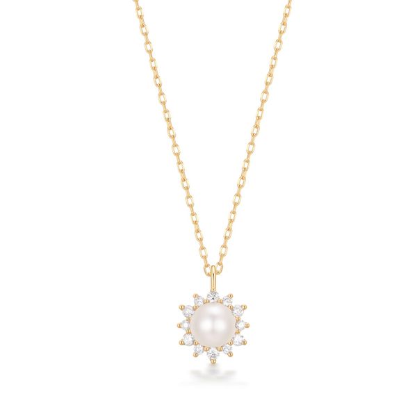 14K Yellow Gold Pearl with Diamond Accent Chain Golden Gifts Jewelry Milford, PA