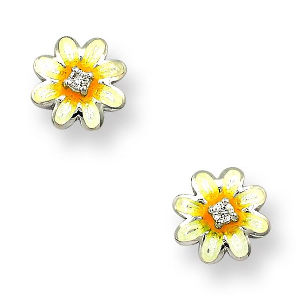 White Daisy Enameled Earrings Golden Gifts Jewelry Milford, PA