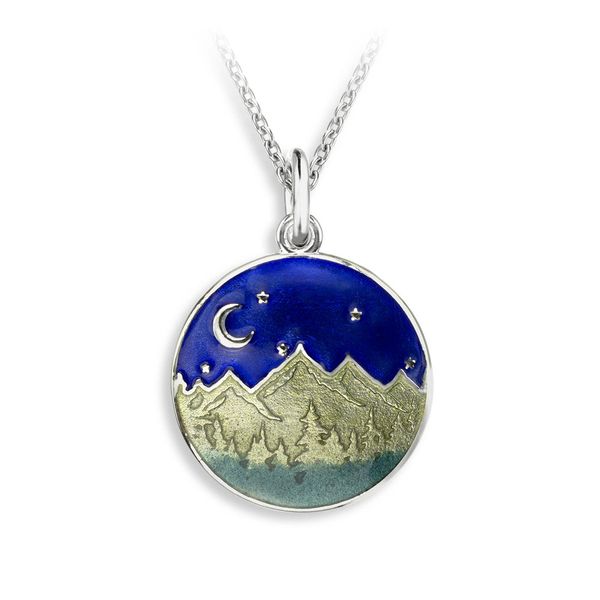 Enameled Mountain Landscape Necklace Golden Gifts Jewelry Milford, PA