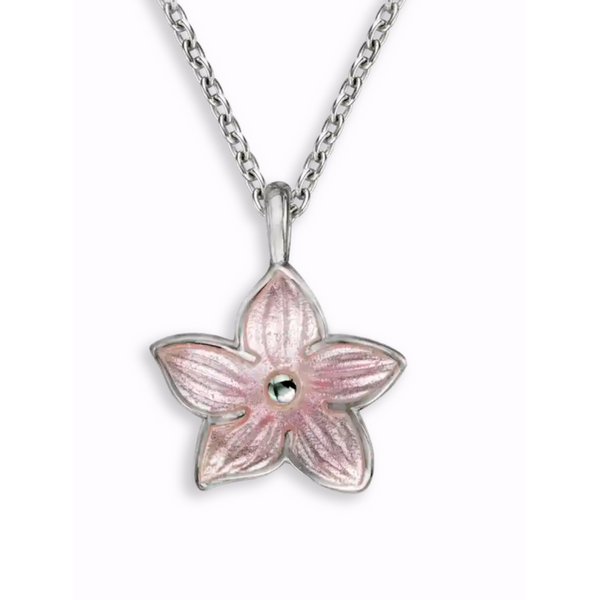 Sterling Silver Pink 5-Petal Flower Necklace Golden Gifts Jewelry Milford, PA