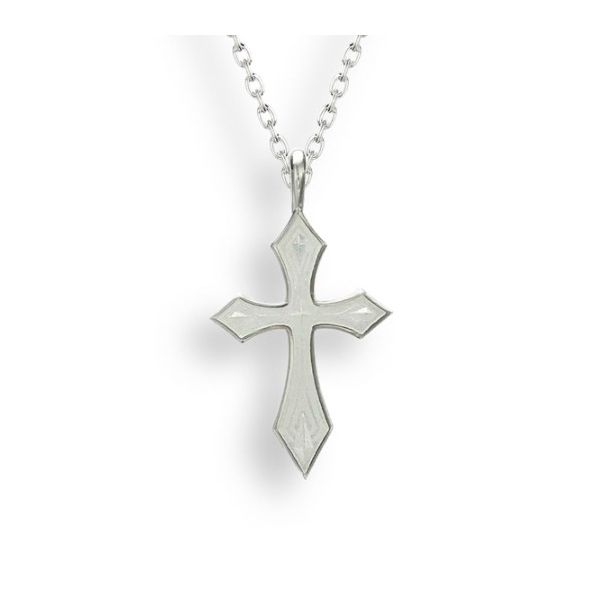 Nicole Barr White Enameled Cross Golden Gifts Jewelry Milford, PA