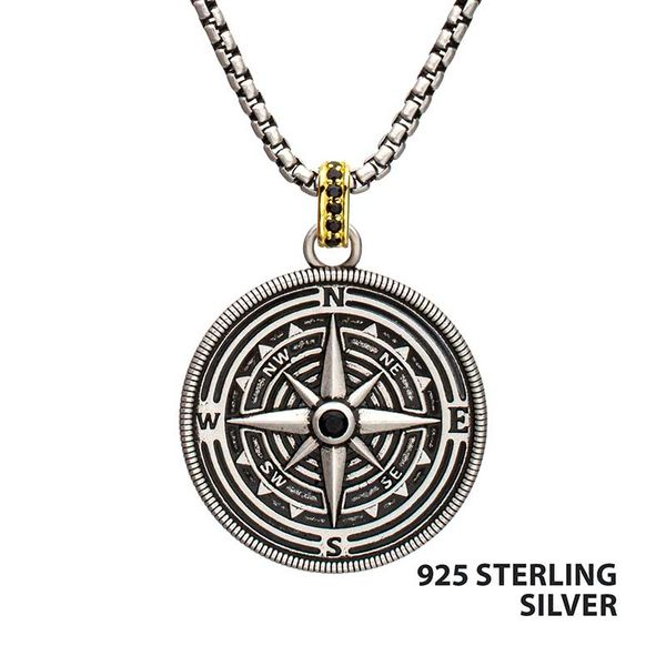 Sterling Silver Black Spinel Compass Pendant Golden Gifts Jewelry Milford, PA