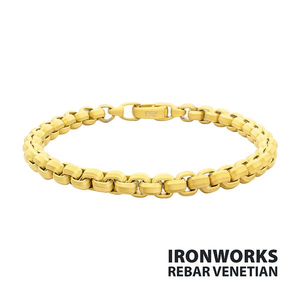 18Kt Gold IP Stainless Steel Bold Box Chain Bracelet Golden Gifts Jewelry Milford, PA