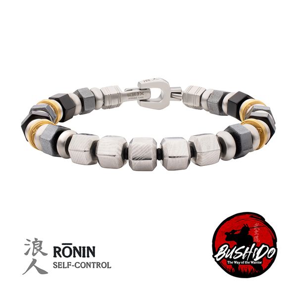 Stainless Steel Mokume Gane Hematite and Onyx Beads Bracelet Golden Gifts Jewelry Milford, PA