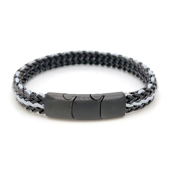 Black IP Stainless Steel Foxtail Chain Cord Bracelet Golden Gifts Jewelry Milford, PA