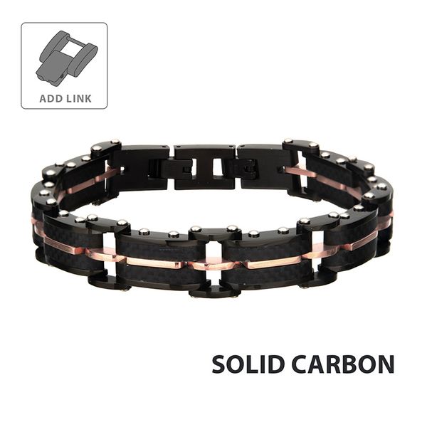 Carbon Graphite and Rose Gold IP Link Bracelet Golden Gifts Jewelry Milford, PA