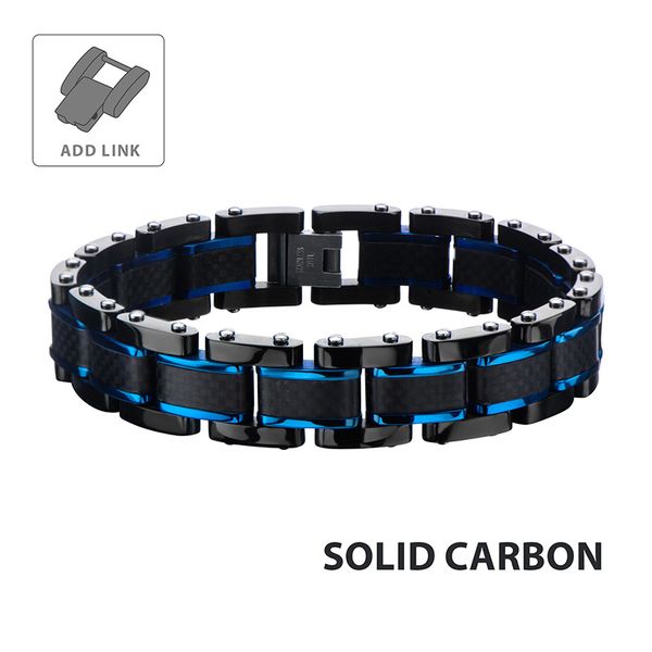 Black IP Blue IP Carbon Fiber Link Bracelet Golden Gifts Jewelry Milford, PA