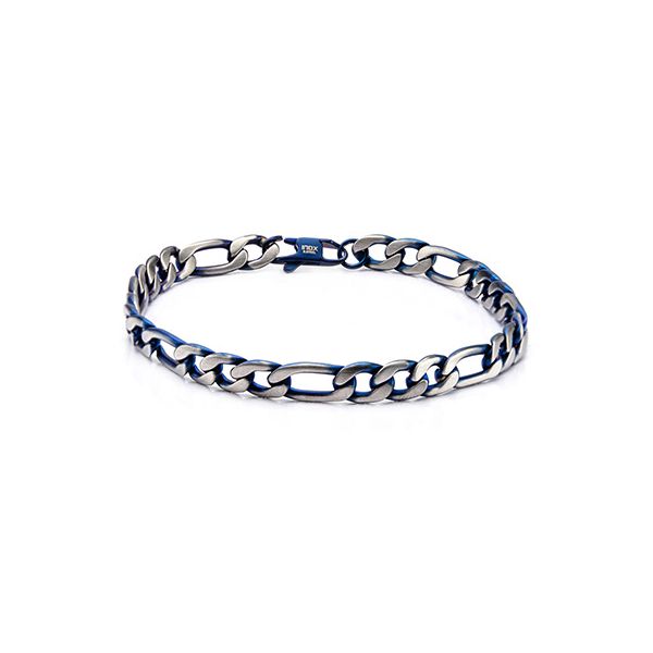 Stainless Steel Blue Figaro Chain Bracelet Golden Gifts Jewelry Milford, PA
