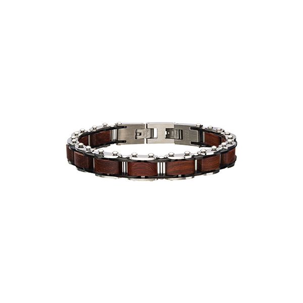 Stainless Steel Red Sandal Wood Link Bracelet Golden Gifts Jewelry Milford, PA