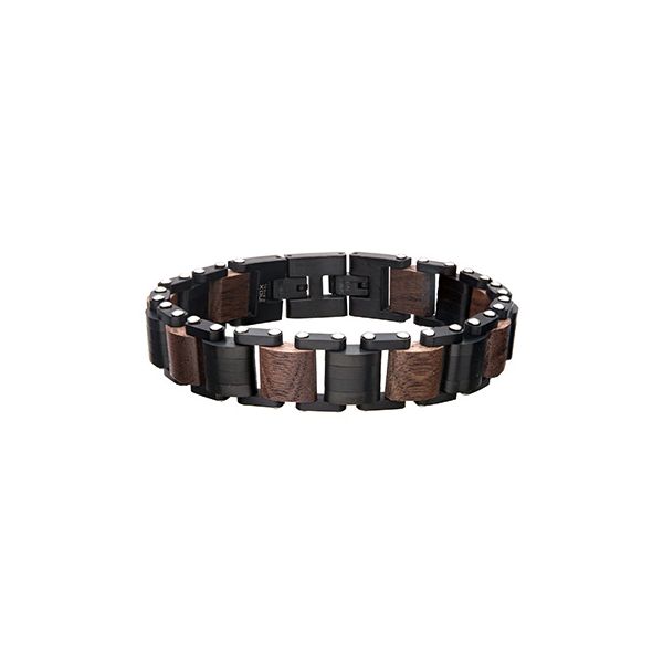 Stainless Steel Walnut Wood Link Bracelet Golden Gifts Jewelry Milford, PA