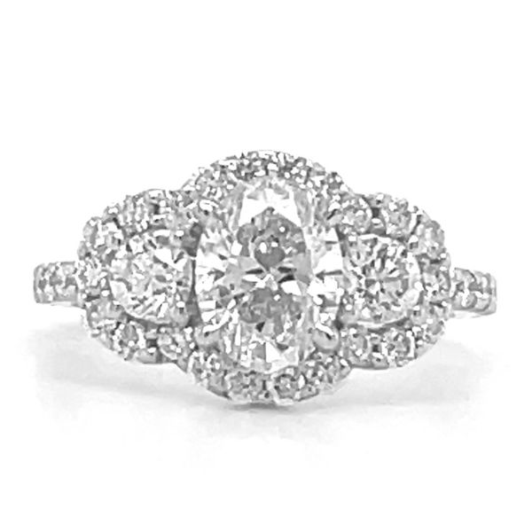 Diamond 3-Stone Oval Halo Engagement Ring Goldstein's Jewelers Mobile, AL