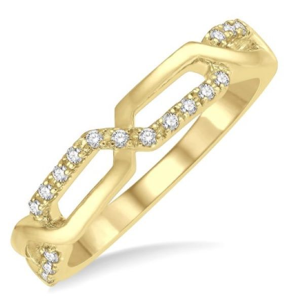 YELLOW 14 KARAT GOLD 0.10 CARAT DIAMOND PAPERCLIP STACKABLE BAND Goldstein's Jewelers Mobile, AL