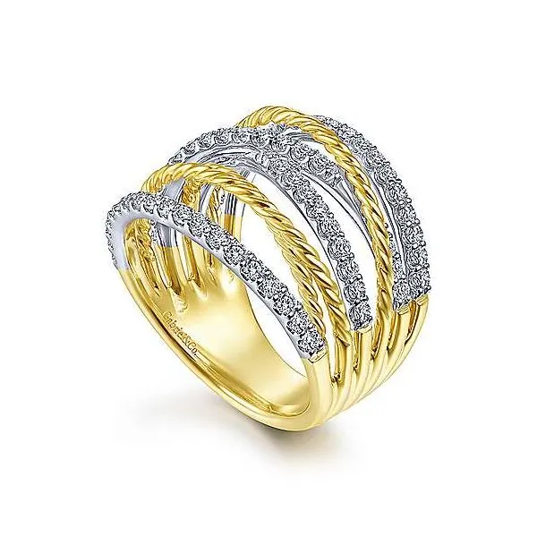 Gabriel Diamond Twisted Multi Row Ring Image 3 Goldstein's Jewelers Mobile, AL