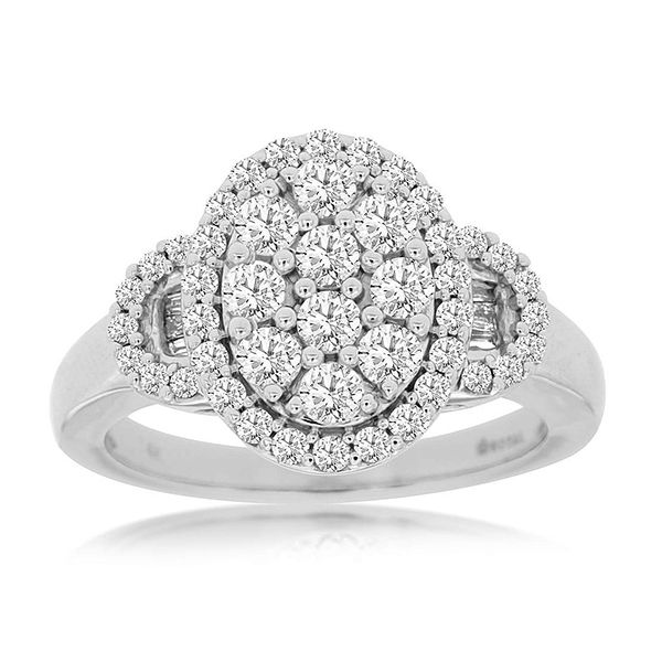 Diamond Oval Halo Cluster Ring Goldstein's Jewelers Mobile, AL