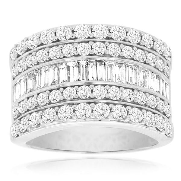 Diamond Round and Bagette Wide Band Goldstein's Jewelers Mobile, AL