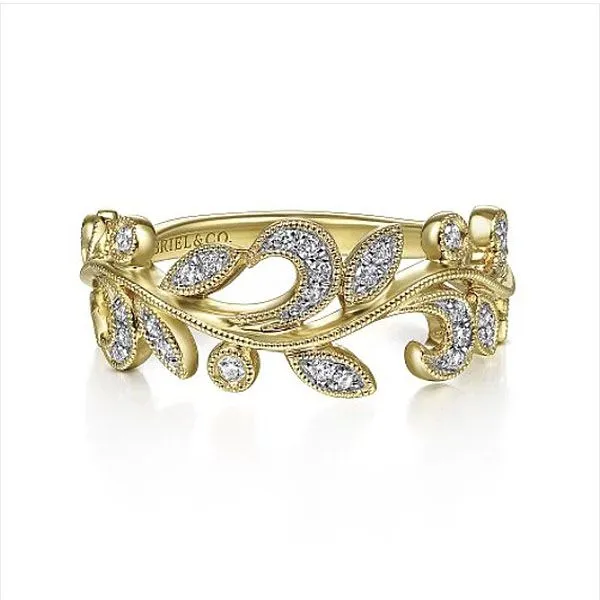 YELLOW 14 KARAT GOLD GABRIEL 0.19 CARAT DIAMOND FLORAL RING Goldstein's Jewelers Mobile, AL