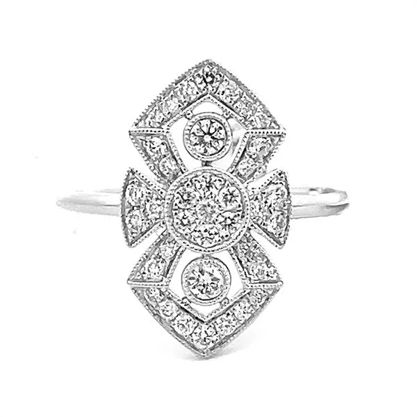 18K White Gold Vintage-Inspired Diamond Ring | 0.46ct Round Brilliant Diamonds Goldstein's Jewelers Mobile, AL