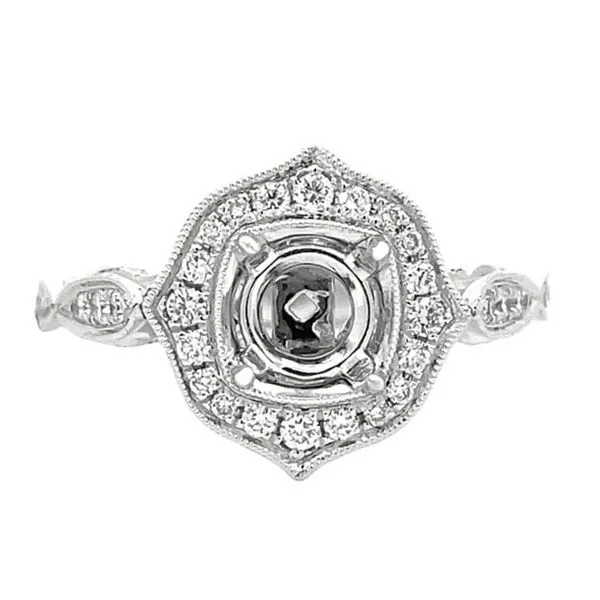 18 Karat White Gold 0.40 Carat Diamond Engagement Ring Setting Goldstein's Jewelers Mobile, AL