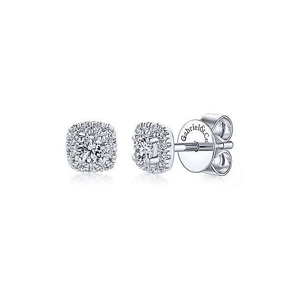 Gabriel Diamond Cushion Shape Halo Earrings Goldstein's Jewelers Mobile, AL