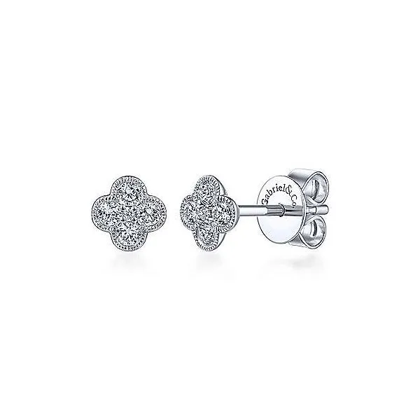 Gabriel Diamond Flower Earrings Goldstein's Jewelers Mobile, AL