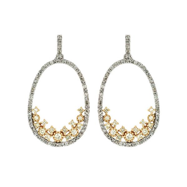 Yellow and White Diamond Oval Drop Earrings Goldstein's Jewelers Mobile, AL