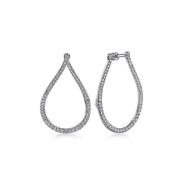 Gabriel Diamond Pear Shaped Huggie Earrings Goldstein's Jewelers Mobile, AL