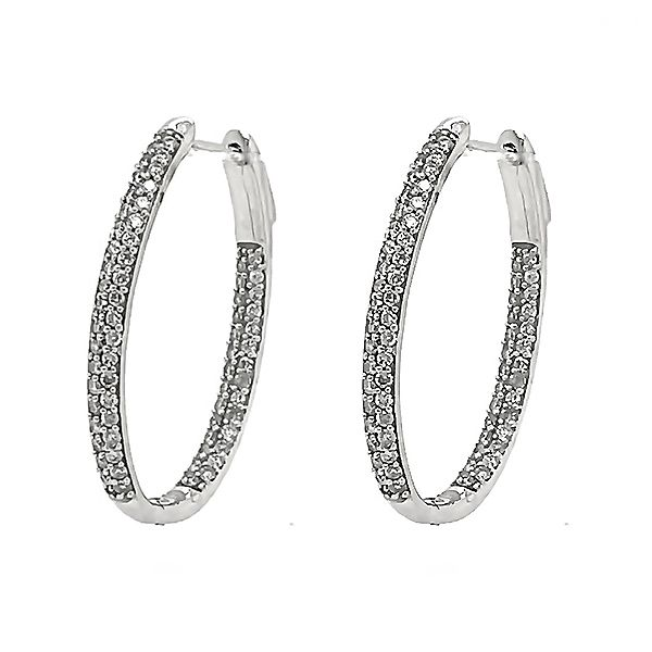 Diamond Oval Inside Out Hoop Earrings Goldstein's Jewelers Mobile, AL