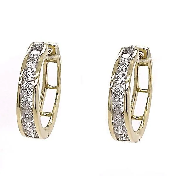 Diamond Channel Set Hoop Earrings Goldstein's Jewelers Mobile, AL