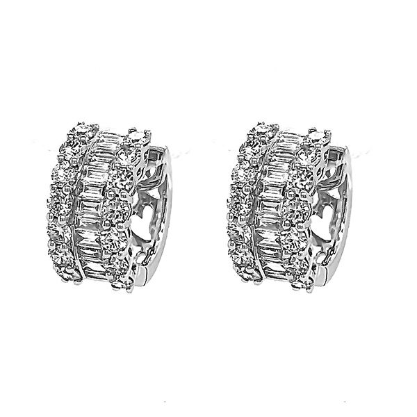 Diamond Baguette Huggie Earrings Goldstein's Jewelers Mobile, AL