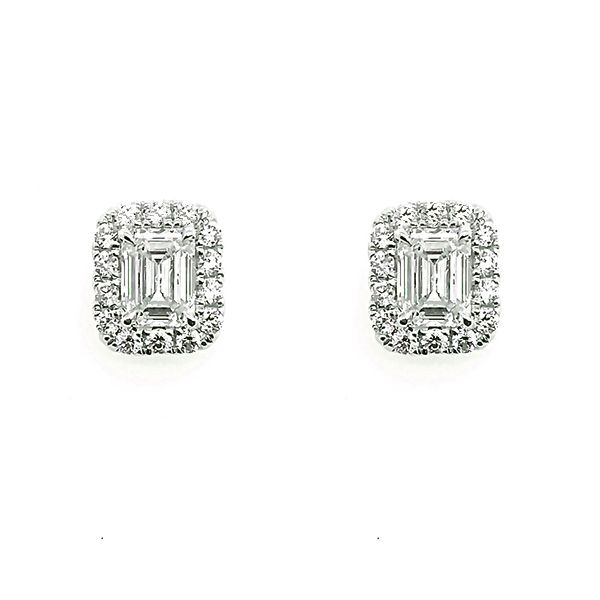 Emerald Cut Diamond Halo Earrings Goldstein's Jewelers Mobile, AL