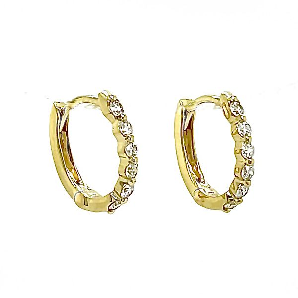 Diamond Oval Huggie Hoop Earrings Goldstein's Jewelers Mobile, AL