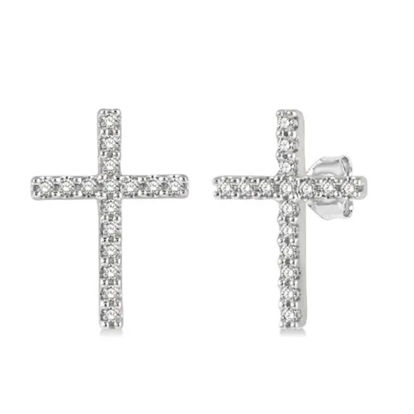 Diamond Petite Cross Earrings Goldstein's Jewelers Mobile, AL