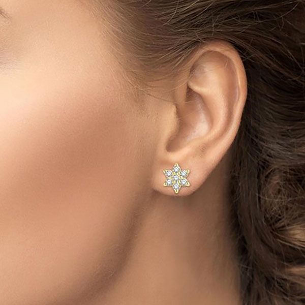 Diamond Petite Floral Earrings Image 2 Goldstein's Jewelers Mobile, AL