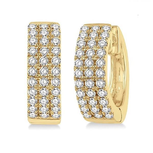 Diamond 3 Row Huggie Earrings Goldstein's Jewelers Mobile, AL