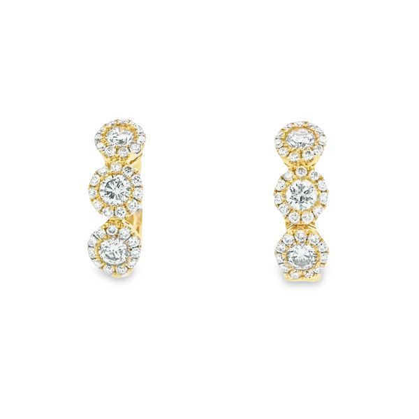 Diamond Halos Huggie Hoop Earrings Goldstein's Jewelers Mobile, AL