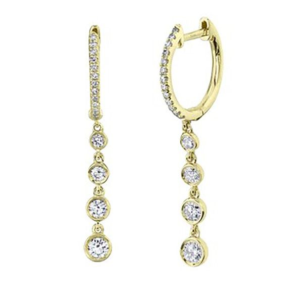 YELLOW 14 KARAT GOLD 0.45 CARAT DIAMOND HUGGIE CHAIN DROP EARRINGS Goldstein's Jewelers Mobile, AL