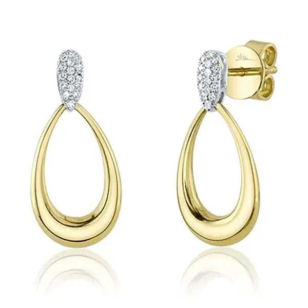 YELLOW 14 KARAT GOLD 0.07 CARAT DIAMOND OVAL DROP EARRINGS Goldstein's Jewelers Mobile, AL