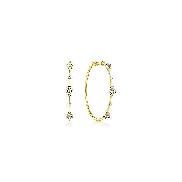YELLOW 14 KARAT GOLD GABRIEL 0.51 CARAT DIAMOND HOOP EARRINGS Goldstein's Jewelers Mobile, AL