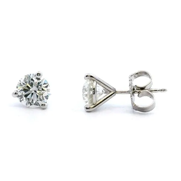 14 Karat White Gold 2.05 Carat Diamond Solitaire 3-Prong Stud Earrings Image 2 Goldstein's Jewelers Mobile, AL