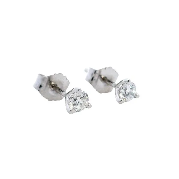 14 Karat White Gold 0.25 Carat Diamond Solitaire 3-Prong Stud Earrings Image 4 Goldstein's Jewelers Mobile, AL