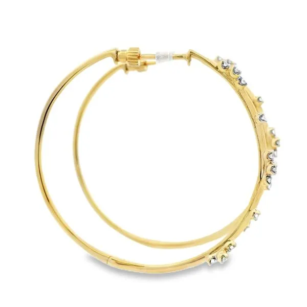 14K Yellow Gold Gabriel 40mm 0.50 Carat Diamond Hoop Earrings Image 3 Goldstein's Jewelers Mobile, AL